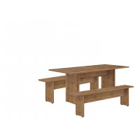 Manhattan Comfort 126GMC77 NoMad 67.91 Rustic Country Dining Set of 3 in Nature